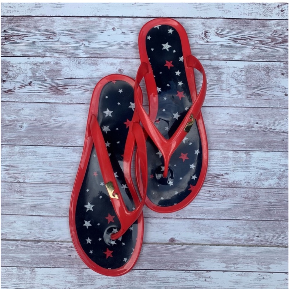 VINEYARD VINES Jelly / Plastic RED BLUE Stars FLIP FLOPS SIZE 8